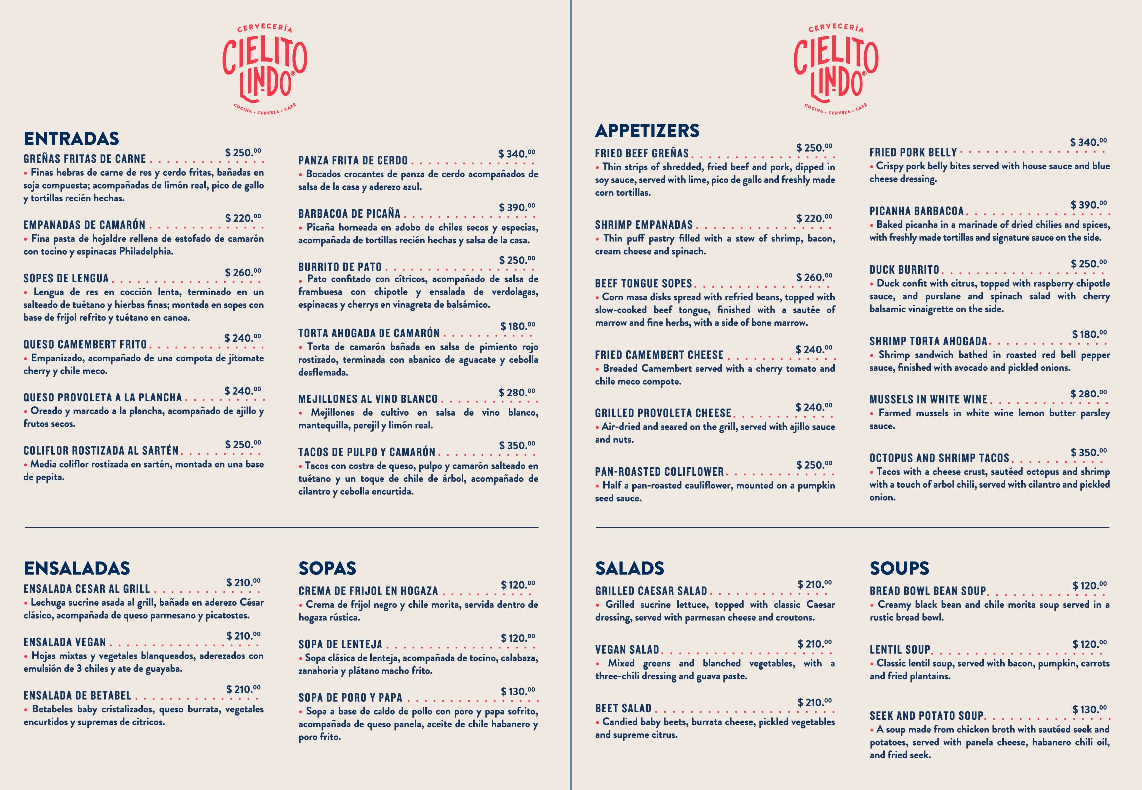 Menú Comidas