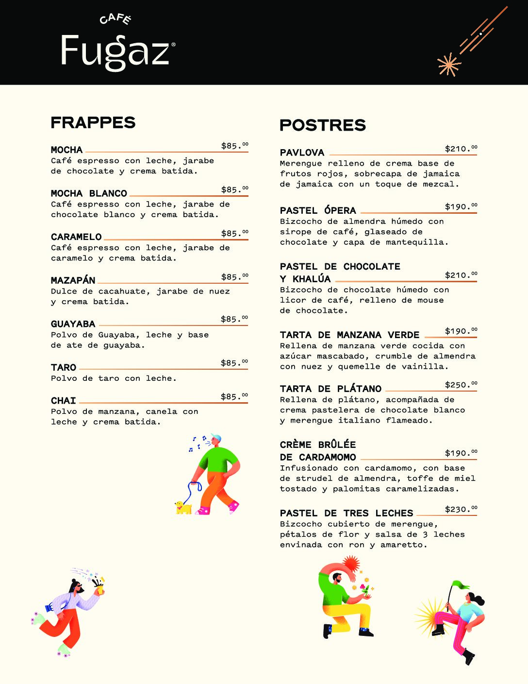 Menú Postres y Cafés